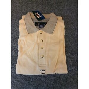 R&R Casuals Polo Shirt Mens XL Yellow Long Sleeve Peached Cotton Soft Top
